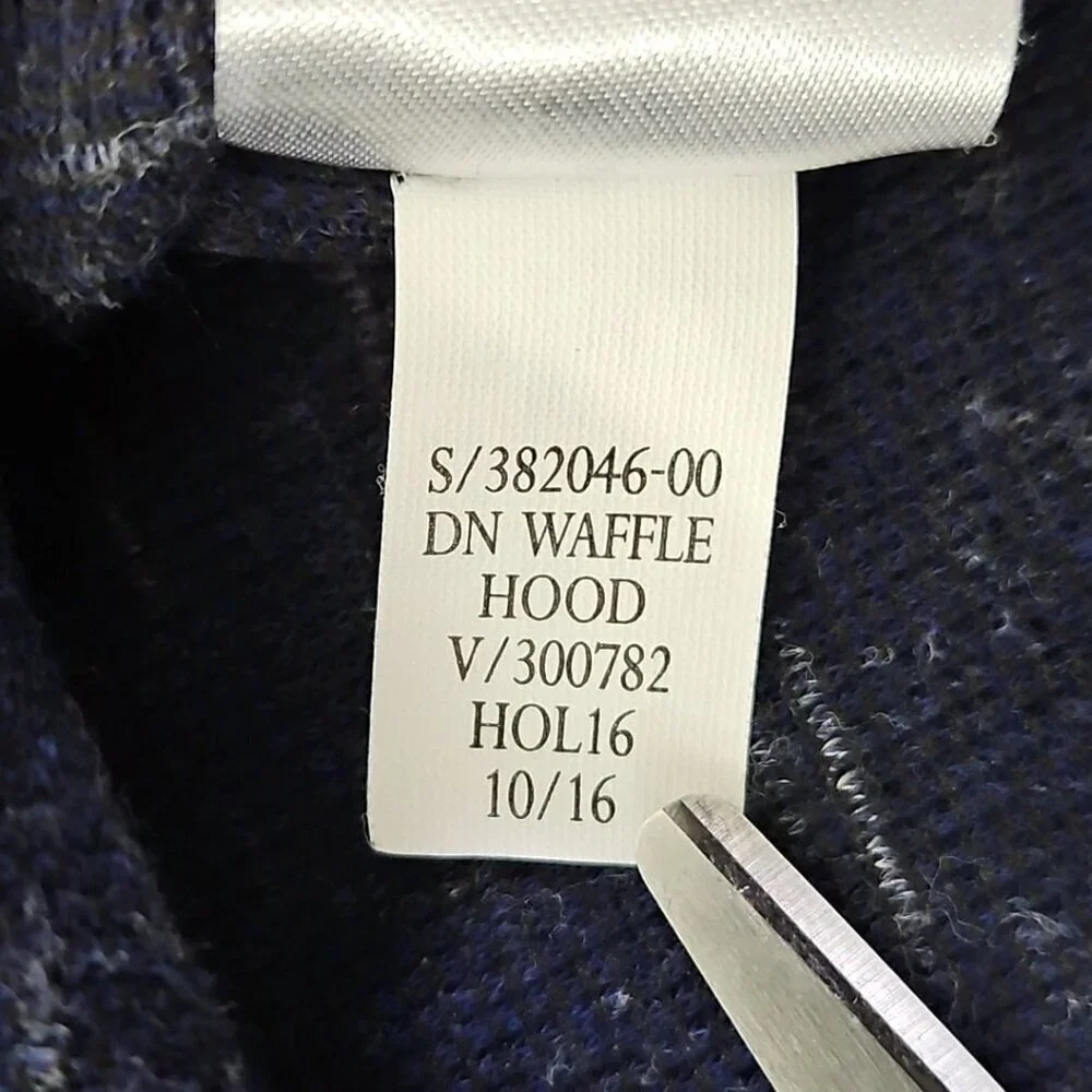 Banana Republic Waffle Hoodie Men's M Navy Blue Long Sleeve Drawstring‎ EUC LN
